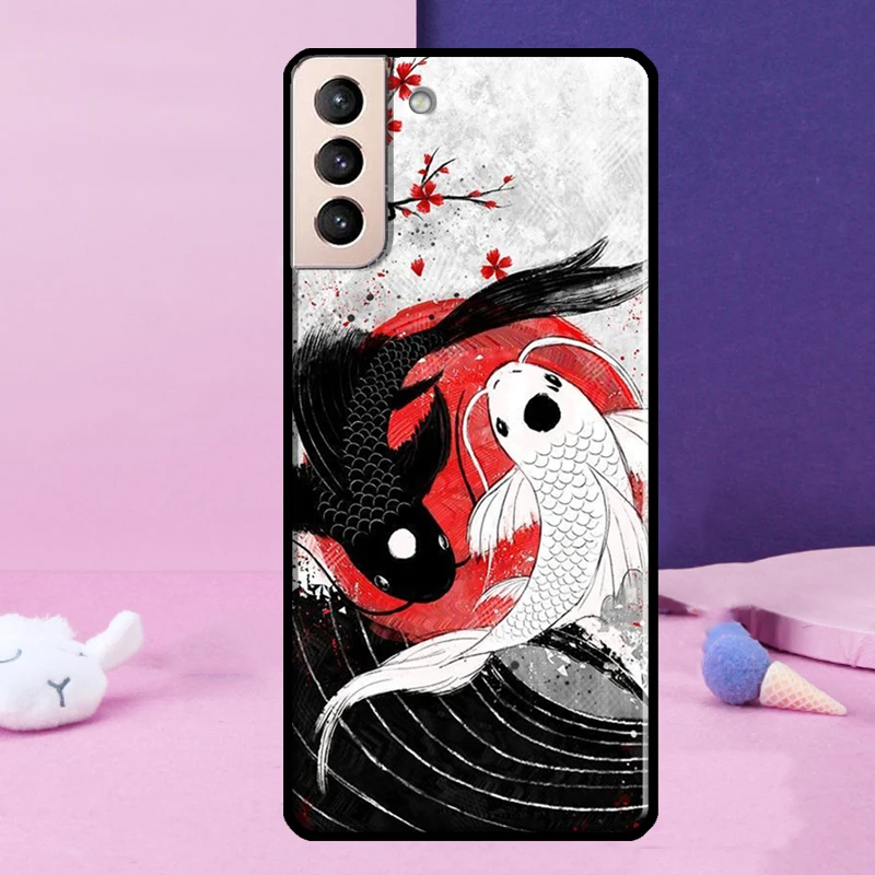 Koi Fish Yin Yang Art Case For Samsung Galaxy S23 S22 Ultra S21 S20 FE Note 10 20 Ultra S8 S9 S10 Plus Cover