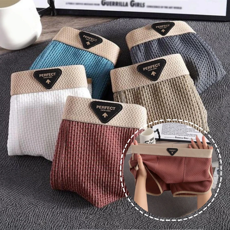

Breathable Ice Silk Boxers Man Elastic Waistband Man Underwear Soft Comfortable Sexy Lingerie Mid Waist Collision Underwear