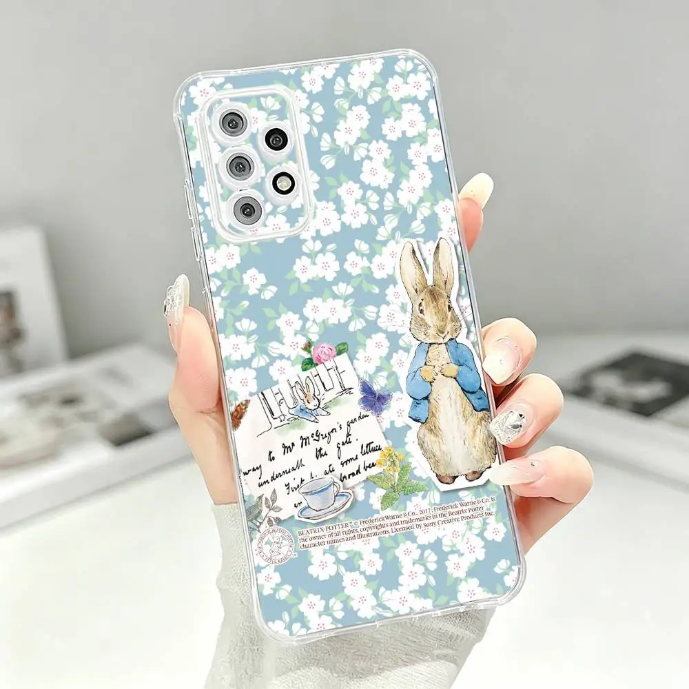 Retro P-Peter Rabbit Artistic Phone Case Transparent Silicone Soft For Samsung S30 S25 S24 S23 S22 S21 Ultra Plus