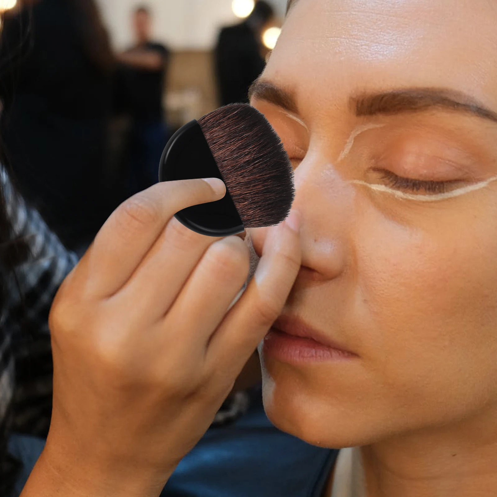 

Blush Brush Makeup Brushes for Cheeks Foundation Applicator Powder Flat Portable Travel Small Contour Tool Soft Nylon