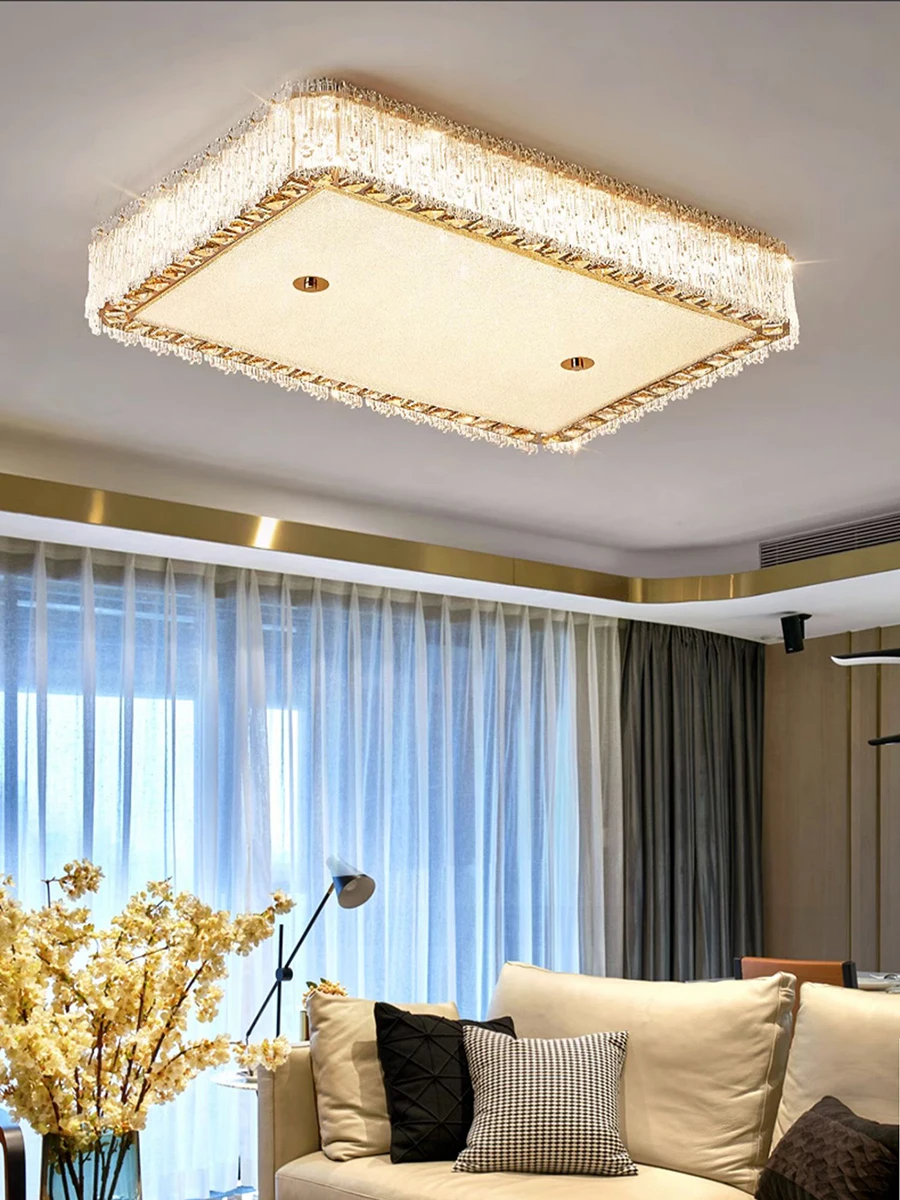 

2025 Modern Led Crystal Rectangle Ceiling Lights Bright Lighting For Low Ceiling Fashion Light Fixture Bedroom Decoration