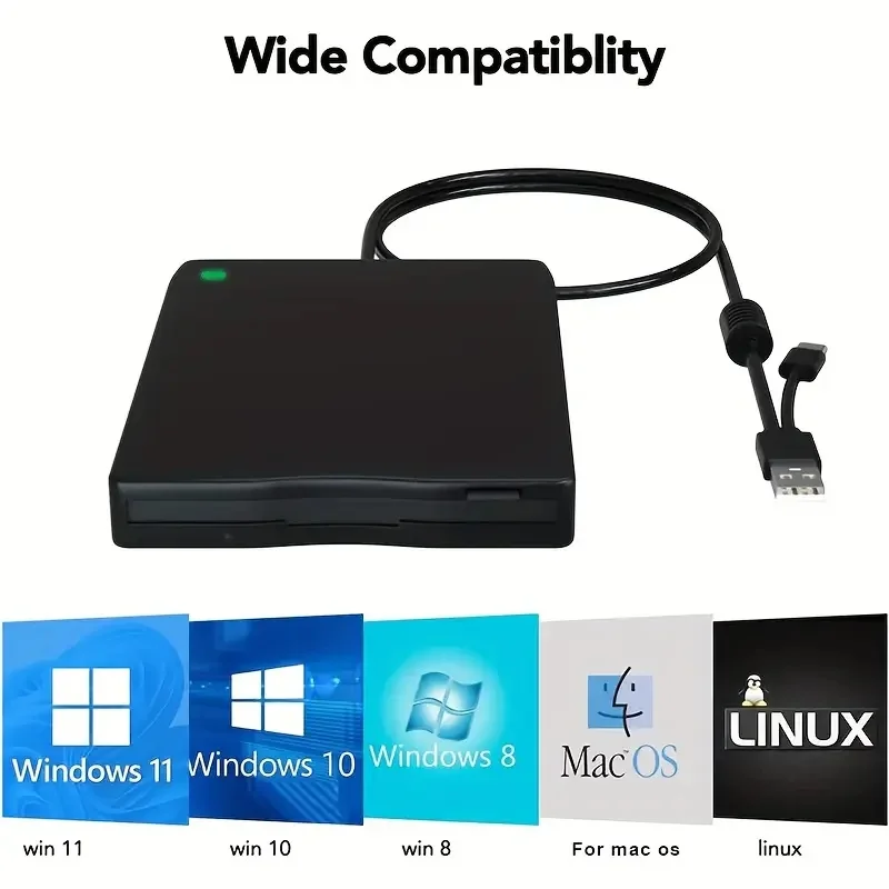 Floppy Disk Drive,Portable USB Type-C 3.5 inch Floppy Disk External Drive, 1.44MB FDD Disk Drive, Compatible with Laptop Desktop