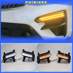 2Pcs For Kia K3 Cerato 2018 2019 2020 LED Daytime Running Light Flowing Turn Signal Relay 12V Car DRL Fog Lamp