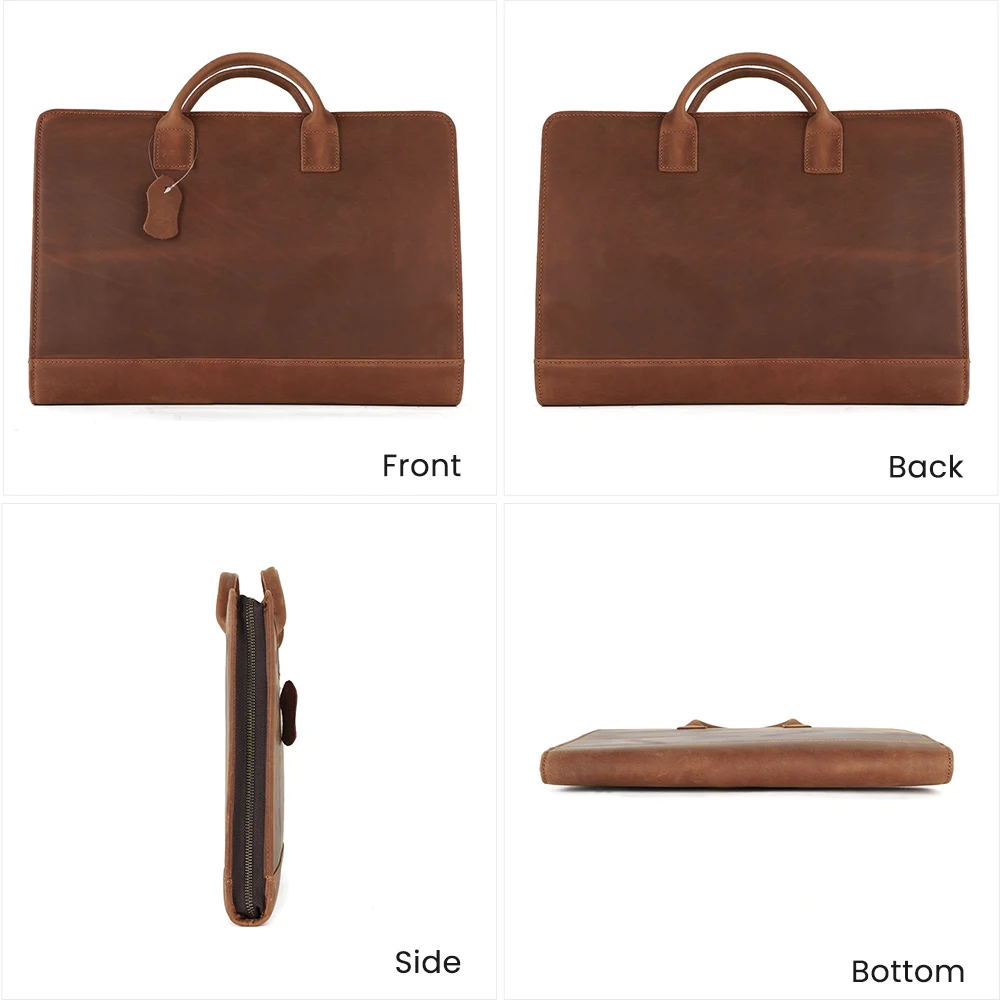 Leather briefcase multifunctional computer bag business 15.6-inch men's handbag Crazy Horse men's bag