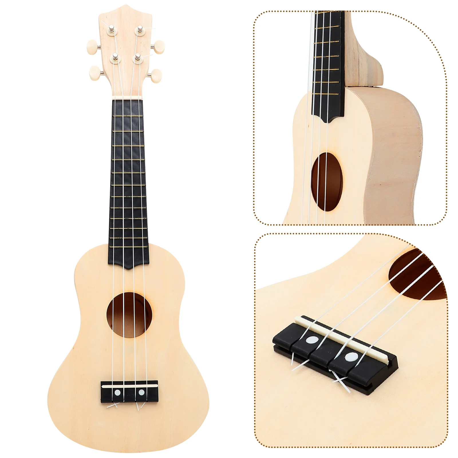 

DIY Ukulele Set Kids Musical Instruments Beige Bamboo Baby Child Unfinished Kit High Grade Durable Lightweight Safe Creative