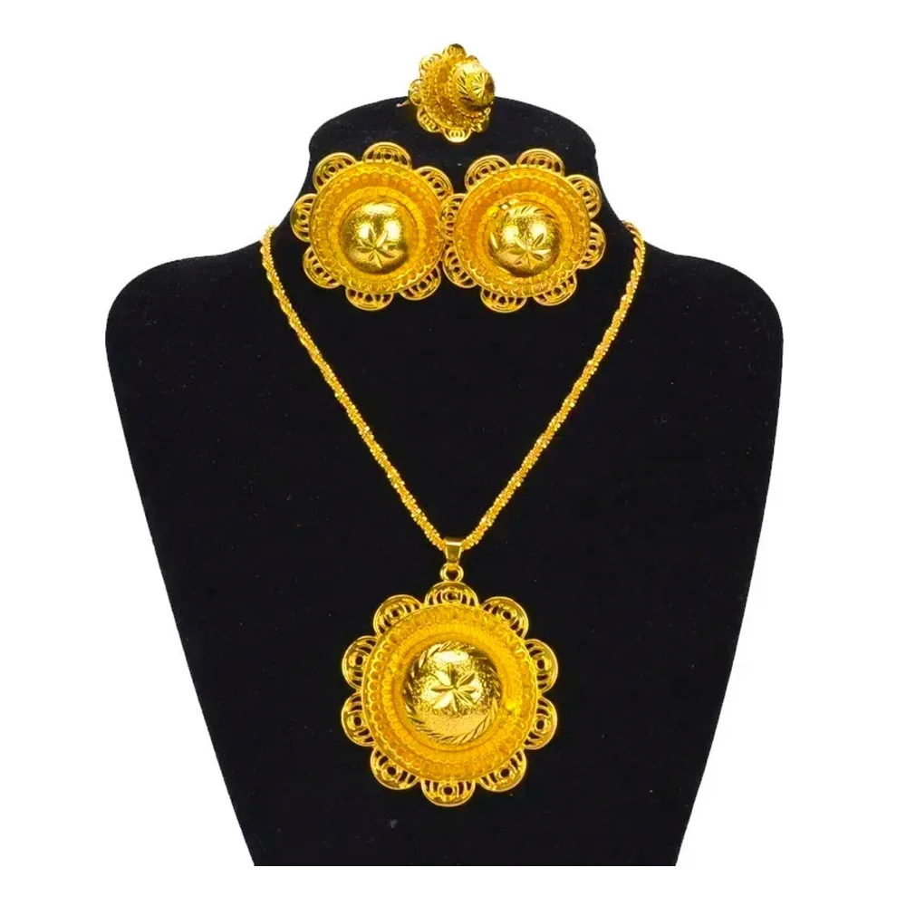 Shamty Sudan Nigeria Eritrea Kenya Wedding Jewelry Set Pure Gold Color African Gold Set Habesha style Romantic A30021