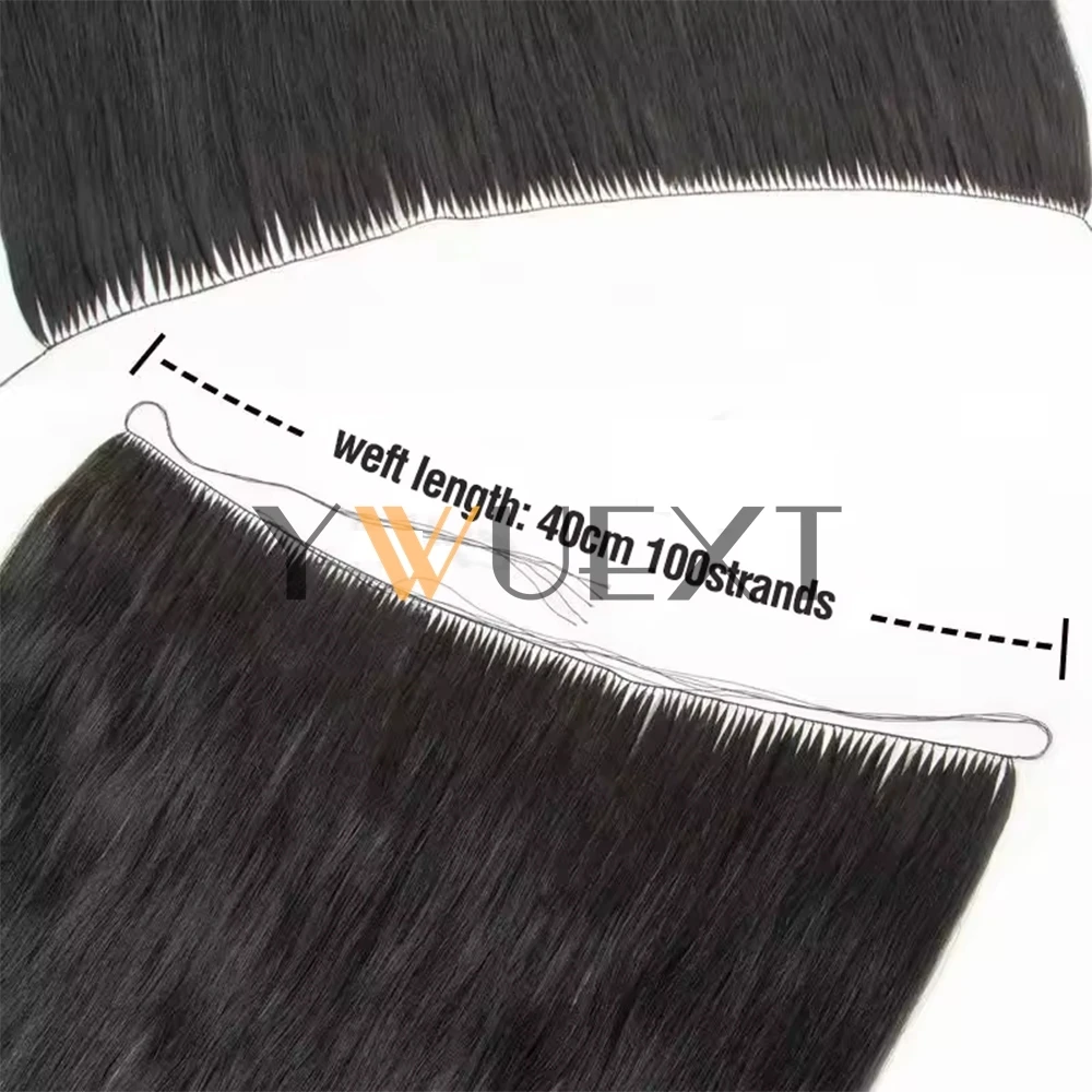 Feather Weft Human Hair Extensions 40-70g Sewing On Invisible Custom Bundles 16-22 Inches 40cm Weft Width 100 Strands