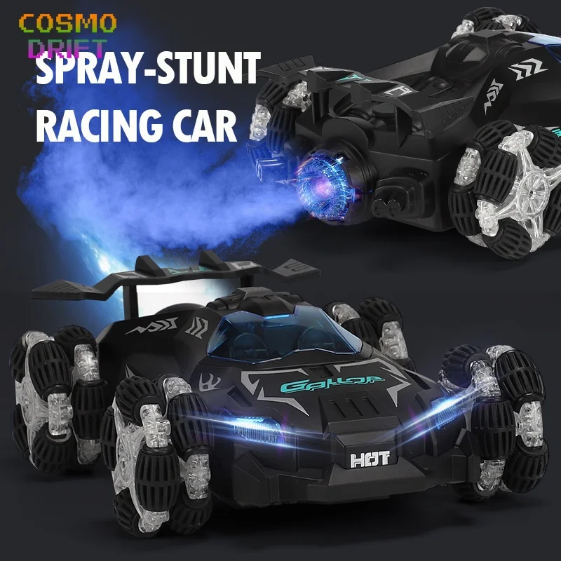 

HOT 2.4G Remote Control Spray Stunt Racing Car High Speed Drift Car With LED Light Music Rechargeable Electric Toy Car For Kids