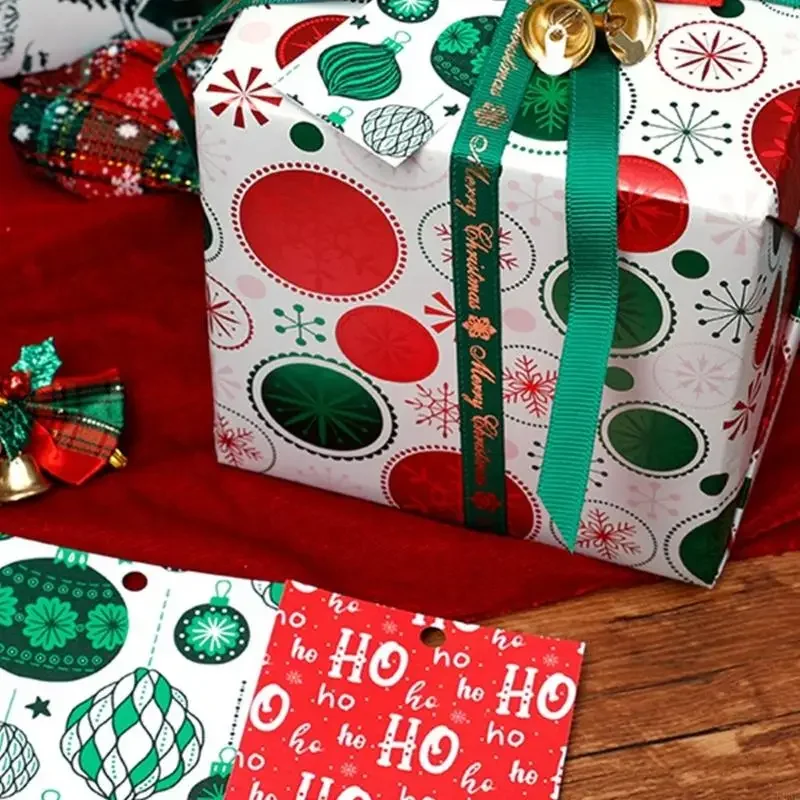 

Long Time Use Color Christmas Wrapping Paper 3 Rolls Vibranting Print for Gift Packaging Party Decorations 87HA