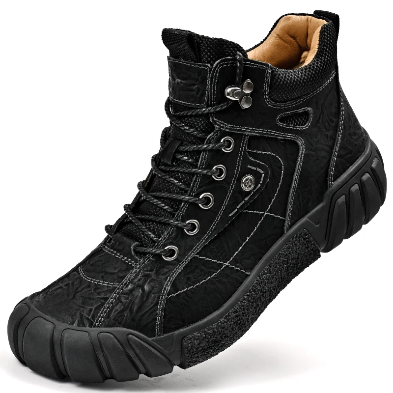 Men Leather Shoes Hiking Shoes Casual Shoes Shock-Absorbing Footwear Wear-Resistant Tooling Shoes Fashion Sneakers