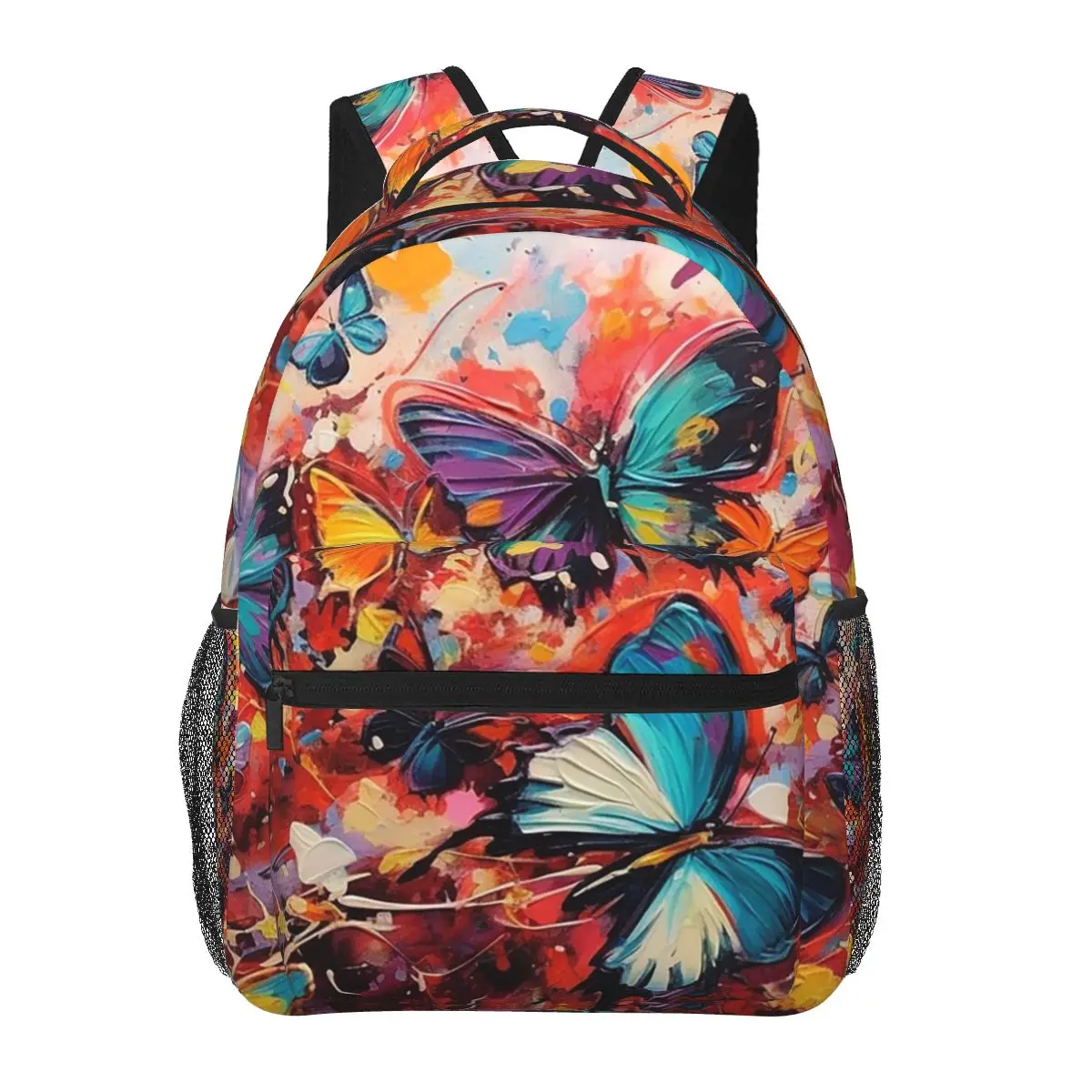 

Vibrant Graffiti Butterfly Design Student Backpack School Bag Hiking Travel Daypack for Boys Girls Fashion Bookbag Shoulder Bags