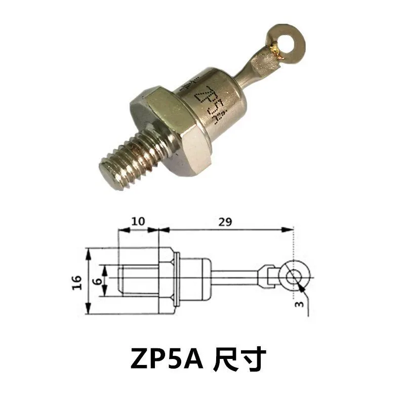 5pcs ZP5A10A ZP20A, 1600V 2CZ Silicon Rectifier, Screw-Type High Power Rectifier Diode, Anode and Cathode