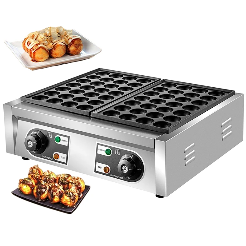 HT-56 Electric Takoyaki Maker Commercial Takoyaki Machine Non Stick Double Baking Pan 56 Octopus Household Small Fish Ball Grill