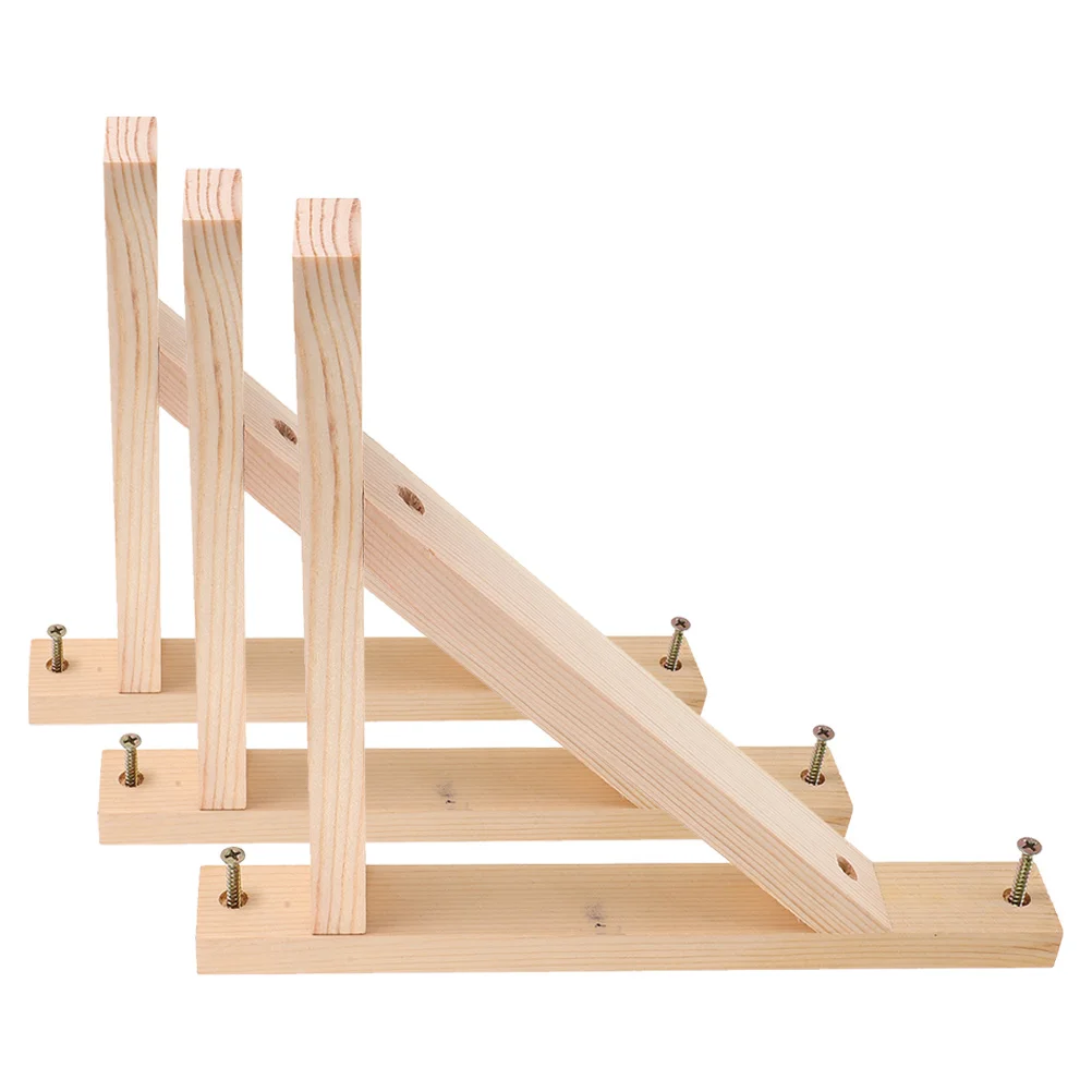 ขายึดผนังไม้รูปสามเหลี่ยม 3 ชิ้น สำหรับชั้นวางของ ที่แขวนต้นไม้ ขายึดชั้นวางของ DIY อุปกรณ์จัดระเบียบชั้นวางลอย