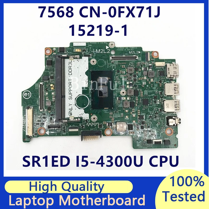 CN-0FX71J 0FX71J FX71J Mainboard Dành Cho Laptop Dell Inspiron 7568 Bo Mạch Chủ 15219-1 Với SR2EZ I7-6500U CPU 100% Full Kiểm Nghiệm tốt