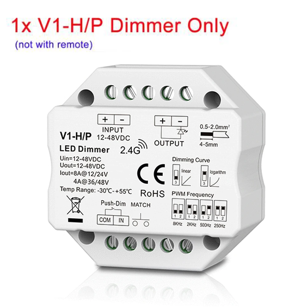 DC 24 V-48 V Enkele Kleur LED Dimmer Traploos Dimmen/Push Dim Controller voor LED Strip Licht V1-H 2.4G Afstandsbediening
