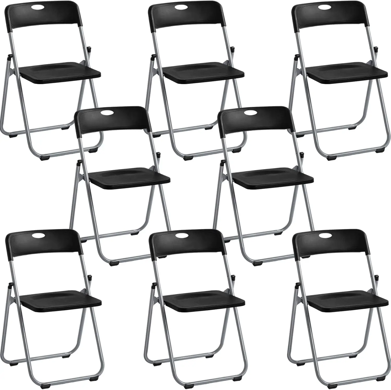 

8 Pack Folding Plastic Chairs Pack Steel Folding Dining Chairs with Steel Frame 440lb for Events Office Wedding Indoor Outdoor