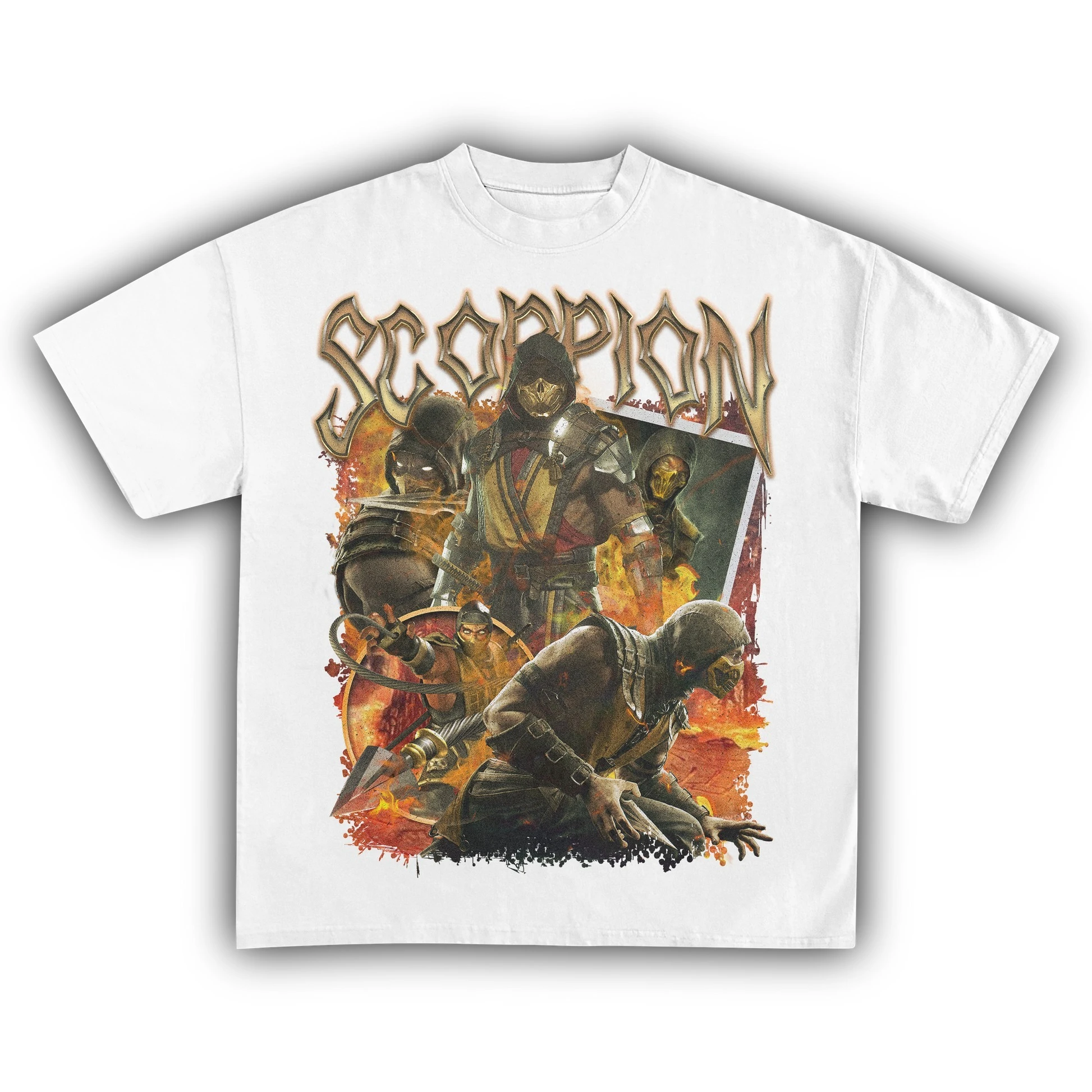 Mortal Kombat Scorpion Fire Ninja Graphic T-shirt Men's Women's Casual Cotton Streetwear Short Sleeve O-neck Tee