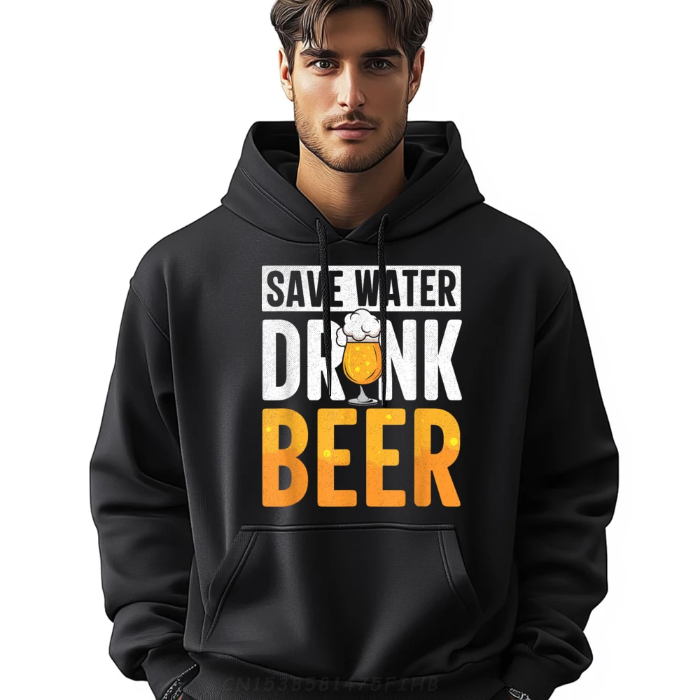 

Save Water Drink Beer Hoodies Gift Idea Long Sleeve Gift Hoodies Graphic Lovers Day Round Collar Sweatshirt Outdoor