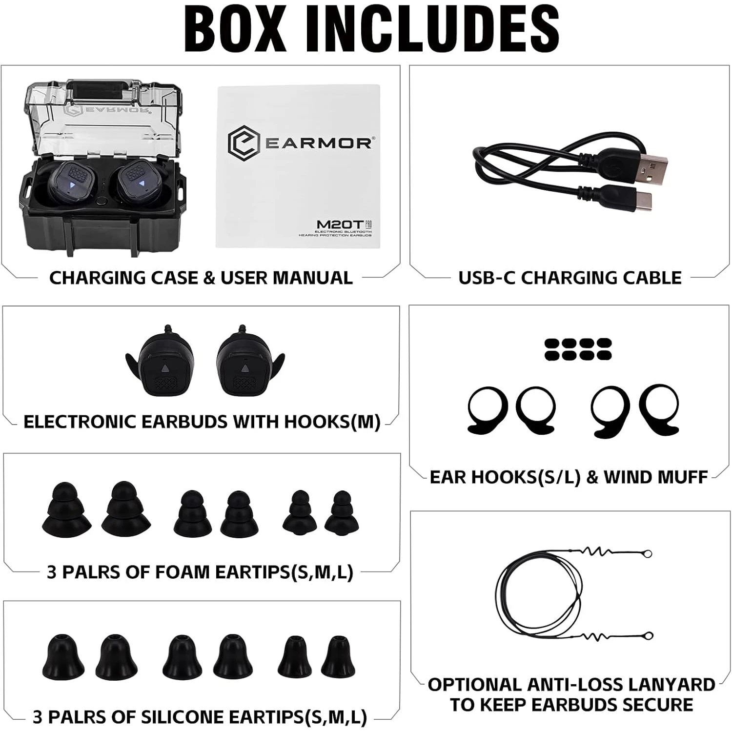 EARMOR M20T PRO Electronic Shooting Ear Protection, NRR 30dB Bluetooth 5.4 Noise Cancelling Sound Amplification