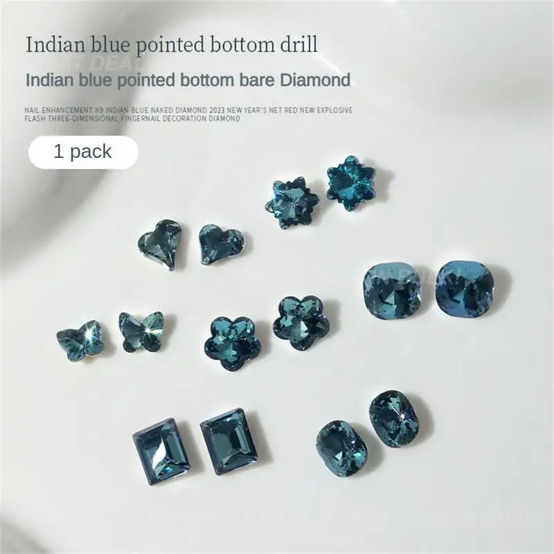 Butterfly Flower Nail Art Decoration Gel Nail Polish Decor Indian Blue K9 Crystal Nail Charm Gems Nails Manicure Nail Tool