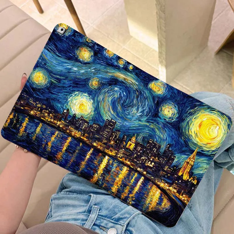 

Art Oil Painting Scenery Color Gift For iPad Pro Air Mini 2 3 4 5 6 7 6th 7th 10th 11th 10.2 9.7 10.5 11 Foldable Tablet Case