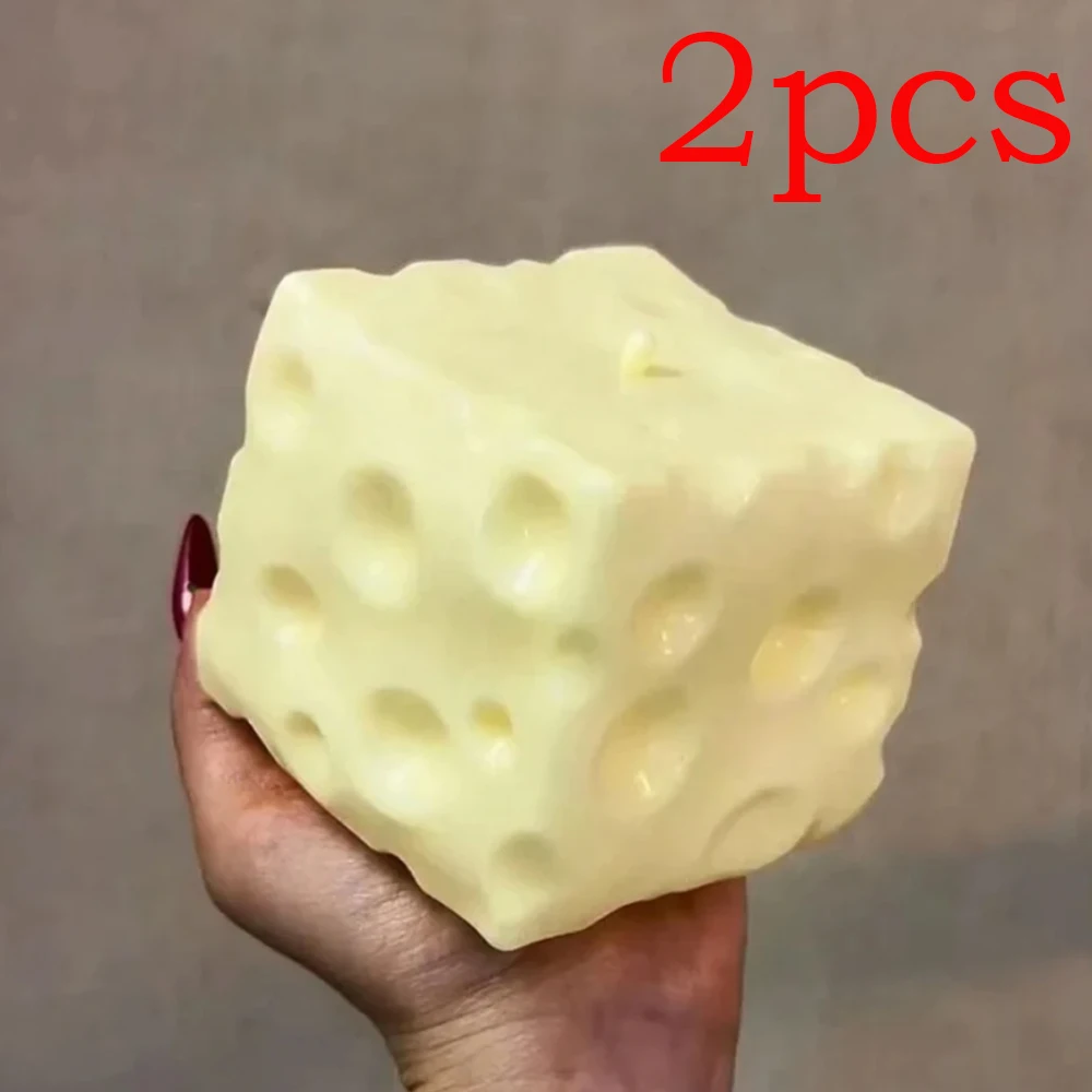 ◑Jumbo Cheese Cube Stress Ball Big Cheese Shapeable Squeeze Ball Non-Bounce Fidget Toy ASMR Sensory Anti-Stress Festival Gift - view 4