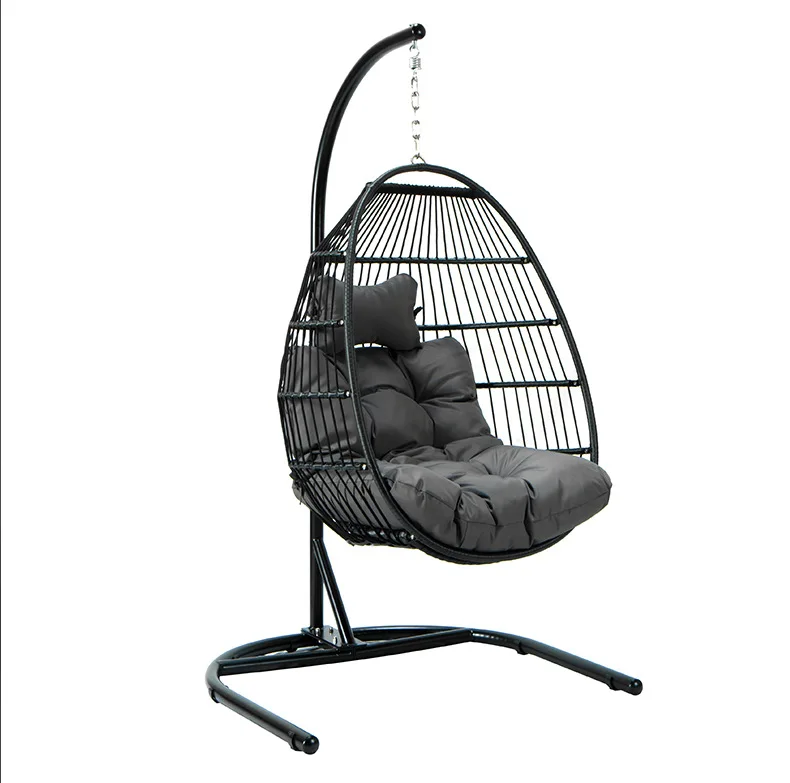 في الهواء الطلق سلة معلقة الأثاث في الهواء الطلق سوينغ كرسي معلق واحد للطي حديقة فناء فيلا شرفة كرسي متأرجح بسيط #3