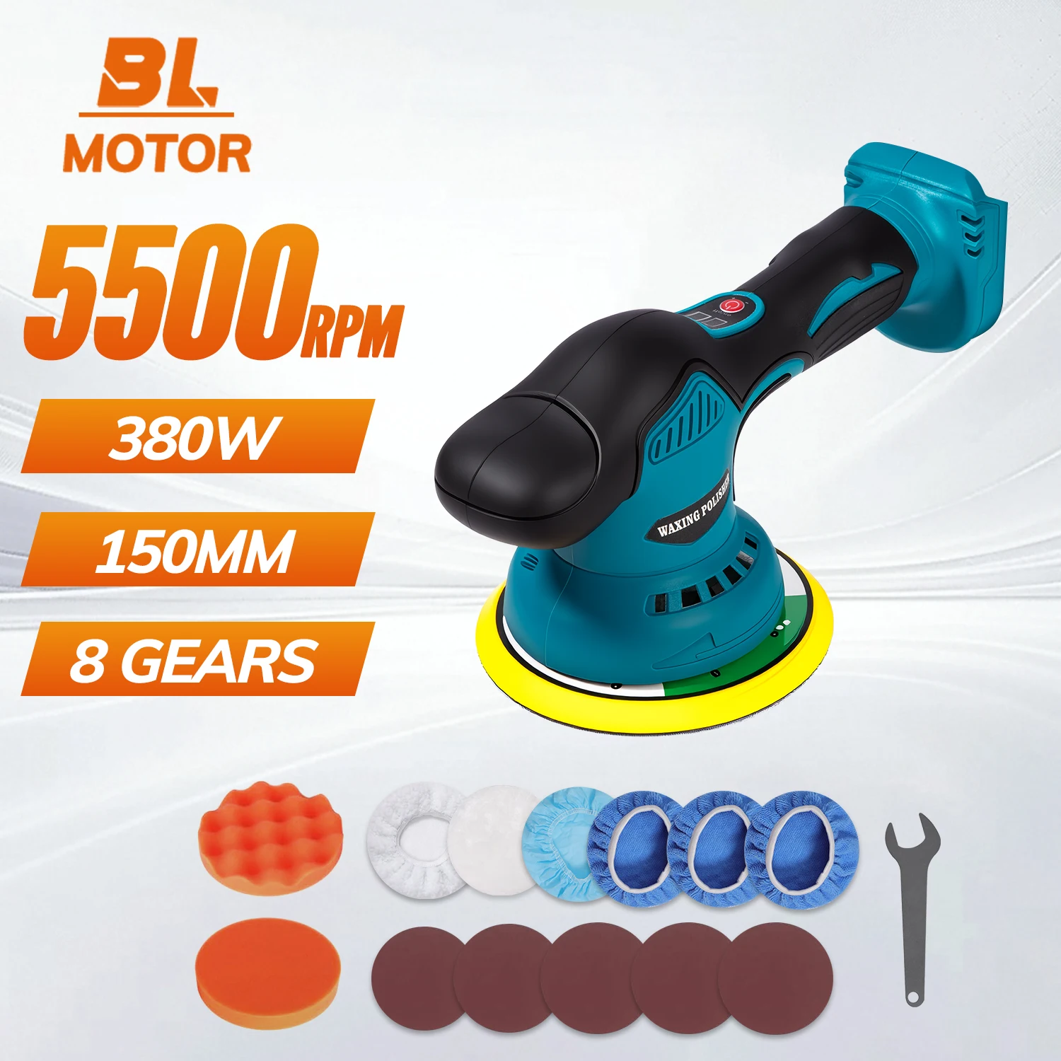 Makita – polisseuse électrique sans fil pour voiture, 8 vitesses, affichage numérique, Machine de polissage et de cire pour voiture, batterie 18V