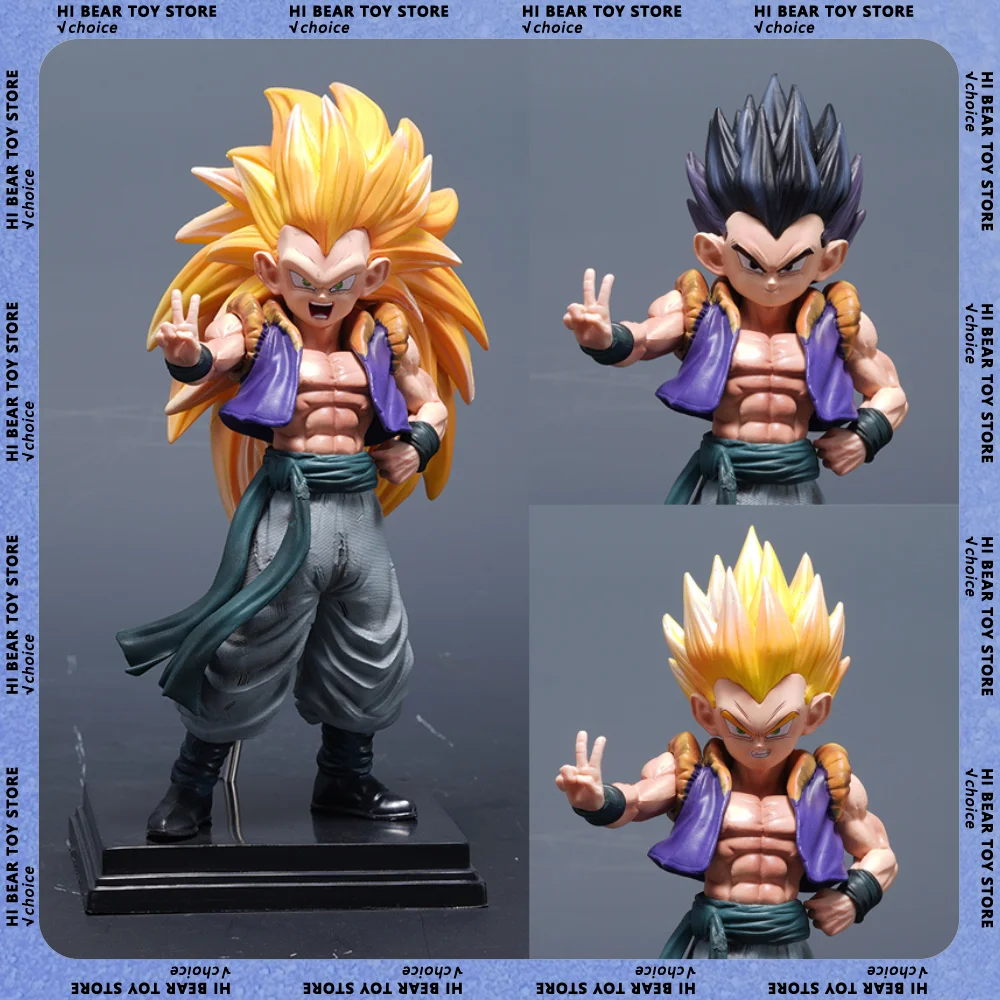 

22cm Dragon Ball Z Anime Figure Supersaiyan Gotenks 3 Head Carving Accessory Gotenks Action Figure Pvc Models Special Effects