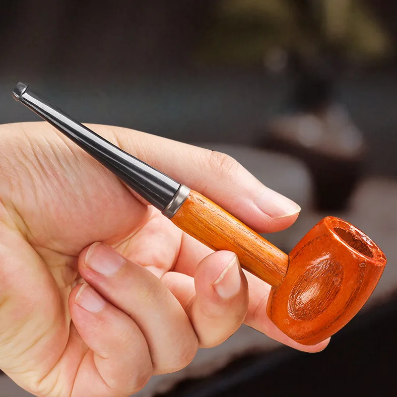 

Portable small fruit wood Smoking Pipe High quality Straight Tobacco Filter Cleanable Recyclable Cigarette Mouthpiece Men Gift