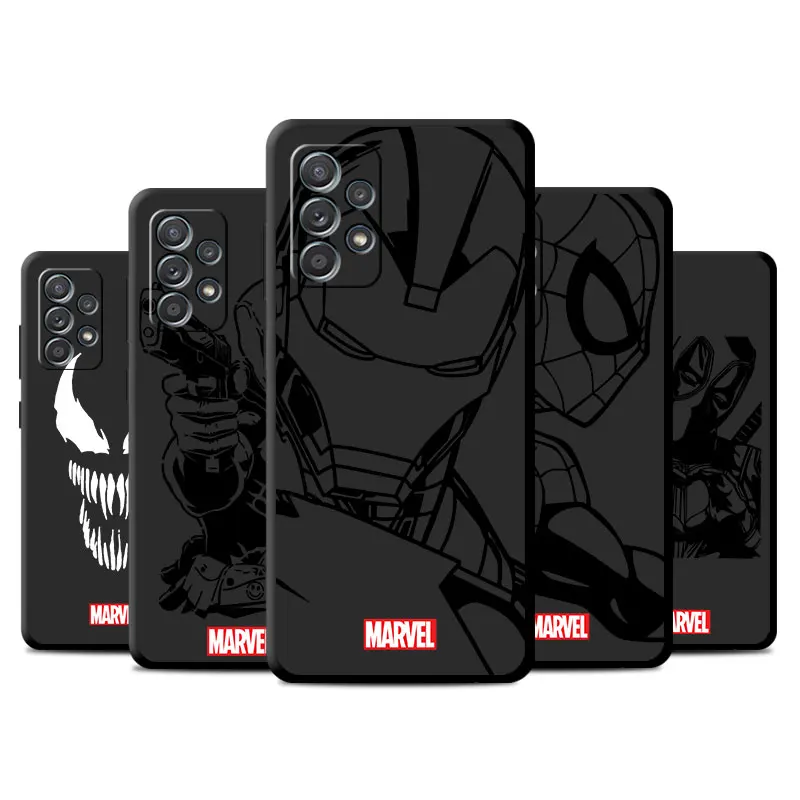 Marvel Iron Man Spiderman Case For Samsung Galaxy A73 5G A72 A71 4G A53 A70 A32 A24 A23 A22 A21s A14 A13 Black Tpu Phone Cover