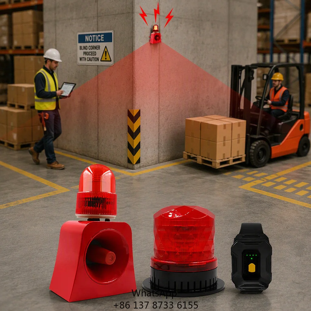 UWB Forklift Blind Spot Anti Collision Alarm System Pedestrian & Vehicle Proximity Warning Sound And Light For Warehouse Safety