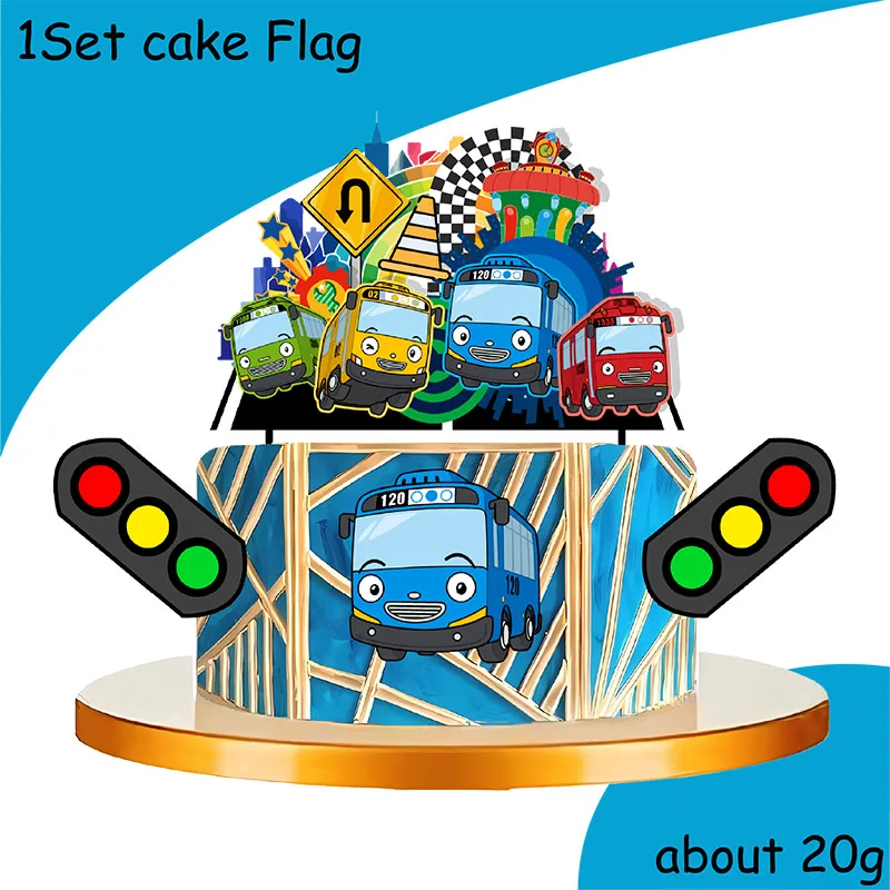 Disney Tayo the Little Bus Car Birthday Party Decoration Balloon Cup Plate Banner Backdrop Cake Supplies Banner For Baby Shower