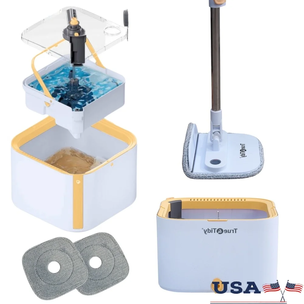 

Dual Compartment Spin Mop System with 360º Mop Head Removable Water Tank Telescopic Pole Microfiber Pads Eco-Friendly Cleaning