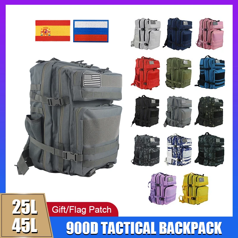 25L/45L Military Tactical Backpack Men Women Outdoor Camping Travel Bag 900D Oxford Cloth Trekking Hiking Hunting Rucksack New