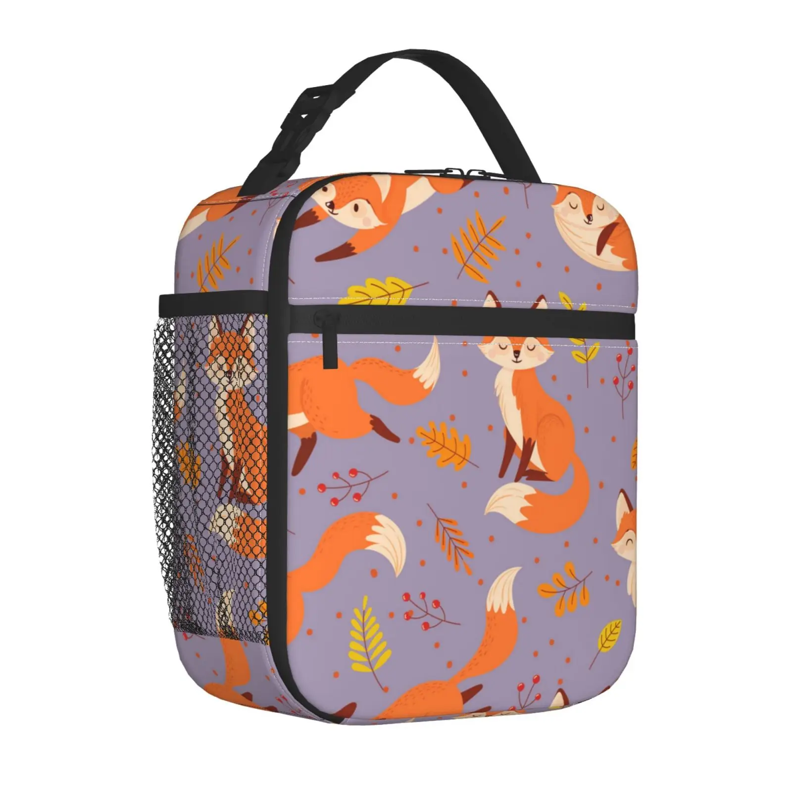 Foxes Autumn Fox Cute Orange Reusable Lunch Box For Office Work School Picnic Beach Leakproof Cooler Tote Bag Lunch Bag