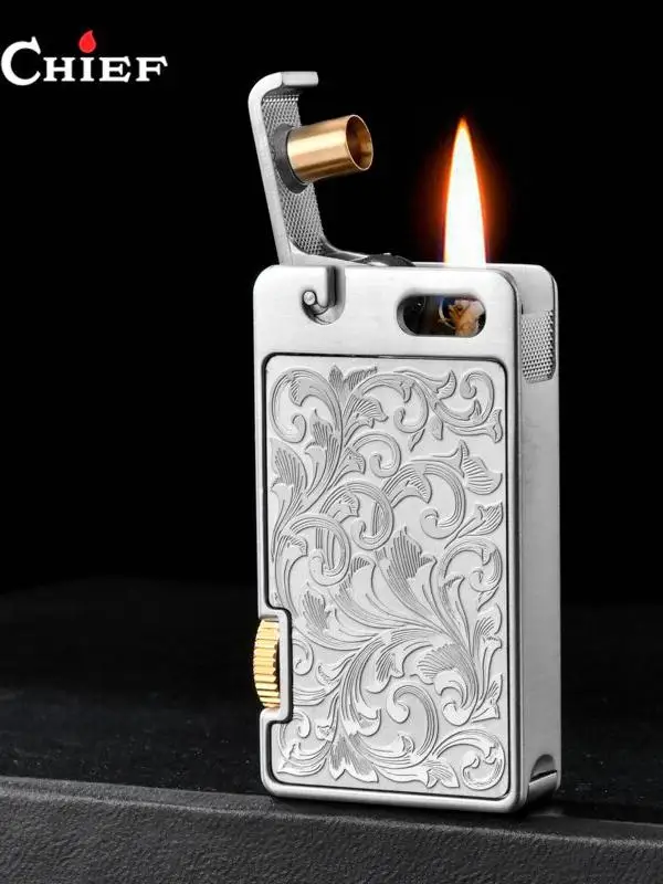 

CHIEF leader lighter windproof personality creative one-click press flip ignition high value gift tide