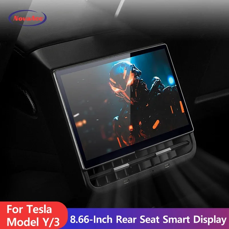 8.66 inch Achterscherm voor Tesla Model 3 2017-2023 Model Y 2019-2024 4G 64G achter Entertainment Display Ondersteuning