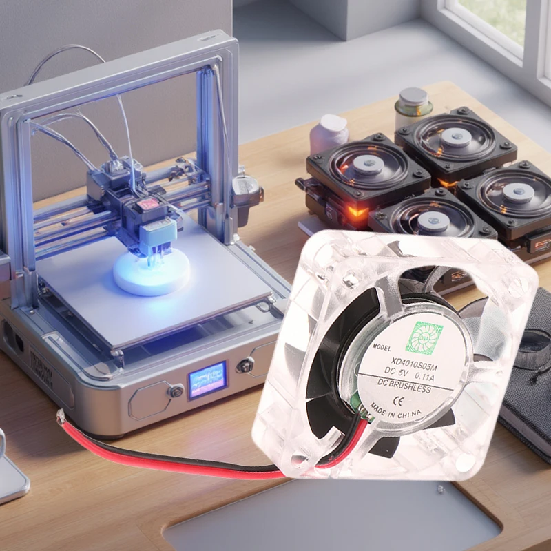 

40x40x10MM 4010 Бесщеточные вентиляторы постоянного тока 5 В 0,11 А с синей светодиодной подсветкой для радиатора, охлаждающий радиатор для деталей 3D-принтера, вентилятор