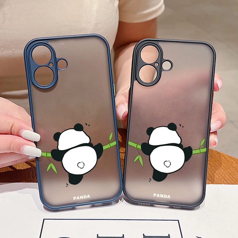 Climbing Panda Pattern Phone Case For iPhone 17 16 15 14 13 12 Pro Max 17 Pro 16e Air 11 Matte Shockproof Soft Edge Hard Cover