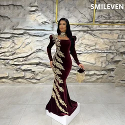 Smileven Long Sleeve Caftan Evening Dresses Appliques Luxuriant Prom Party Dress Sweetheart Neck Cocktail Gowns Customized 2024