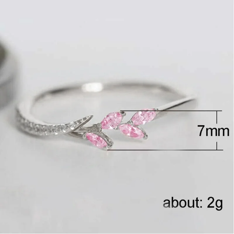 Huitan Frauen Mode Weiß Kubikzircon Niedlichen Blatt Hochzeit Verlobungsring Temperament Süße Weibliche Accessoires Aussage Schmuck – Detail 26