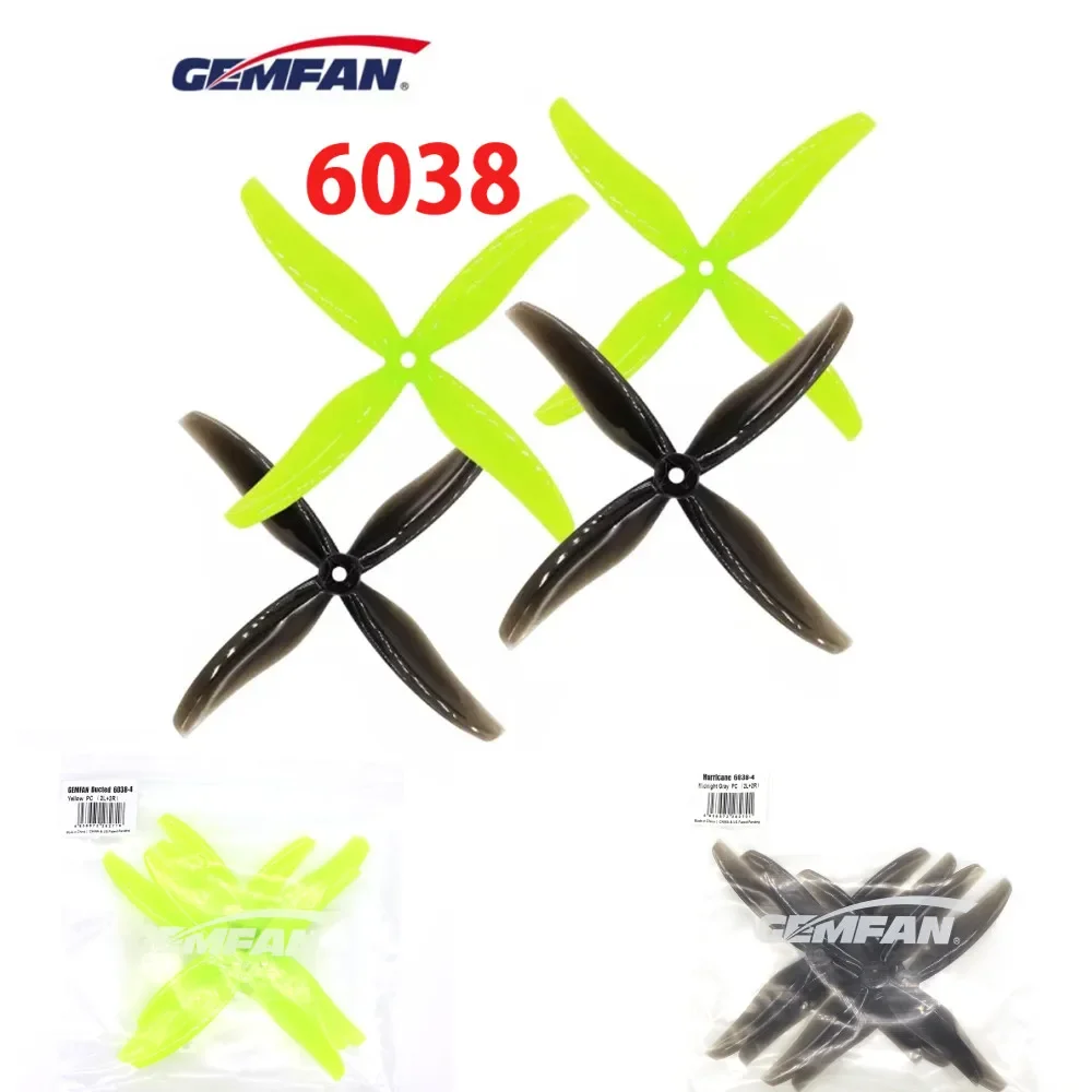 

4PCS/Lot 2Pairs Gemfan Hurricane 6038 6X3.8X4 4-Blade PC 6inch Propeller for 2808 Motor FPV Freestyle Cinelifter Drones DIY Part