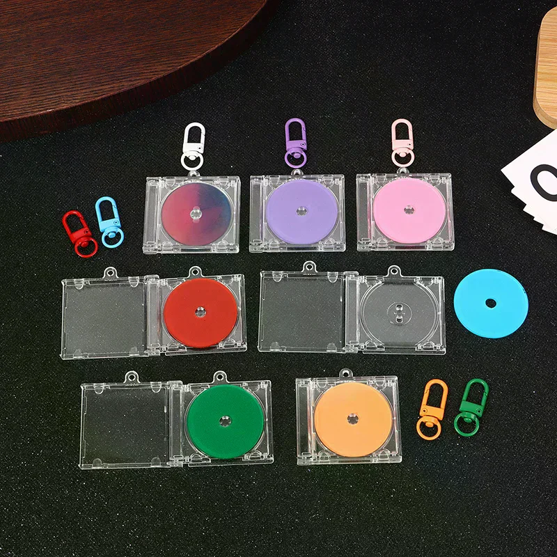 Album CD Case Keychain Pendant Mini CD Player Keyring Peripheral Commemorative Album Key Holder DIY Bag Hanging Decoration Blank