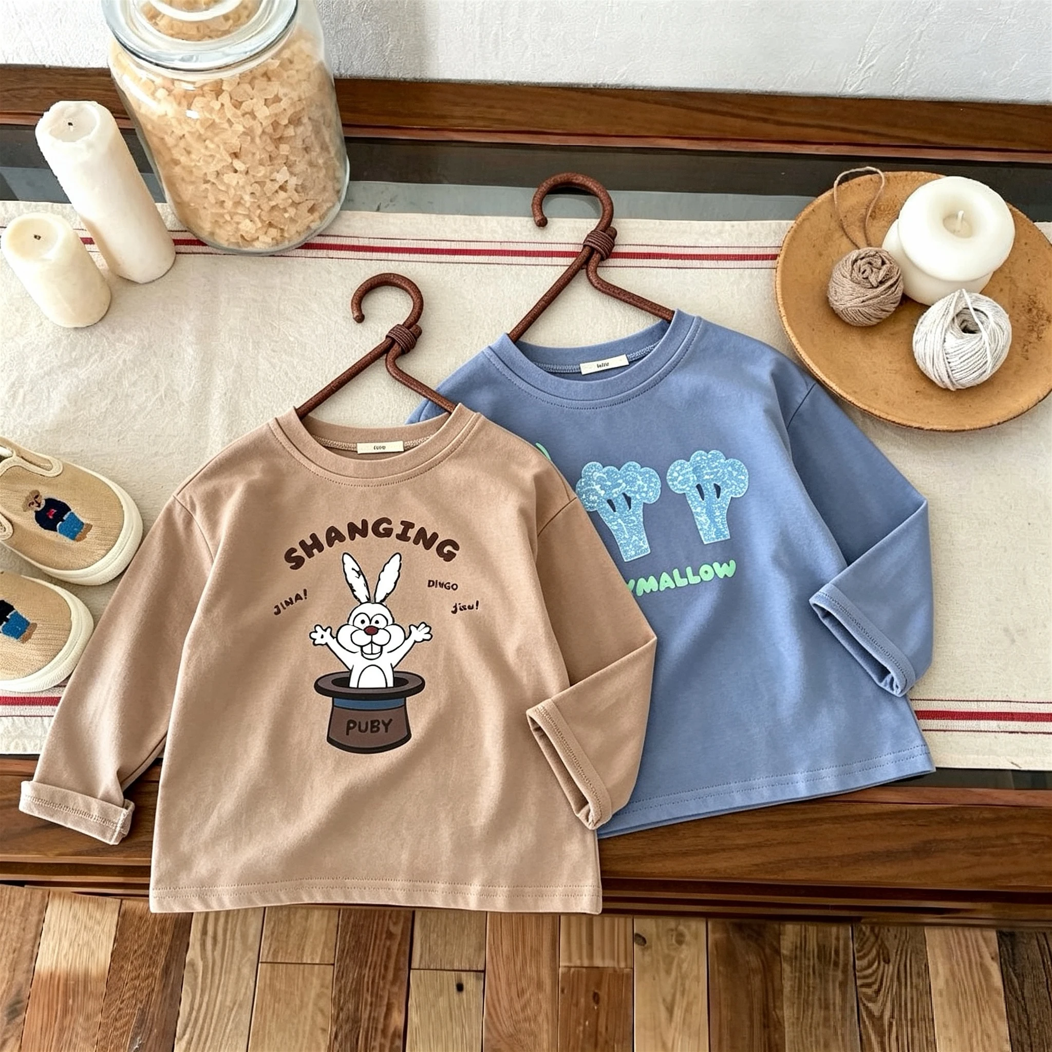 Boutique Children's Wear Tops Autumn Clothes Long Sleeve Tees Printed Fashion Simple Versatile Kids Bottoming Shirt 1-7 Age