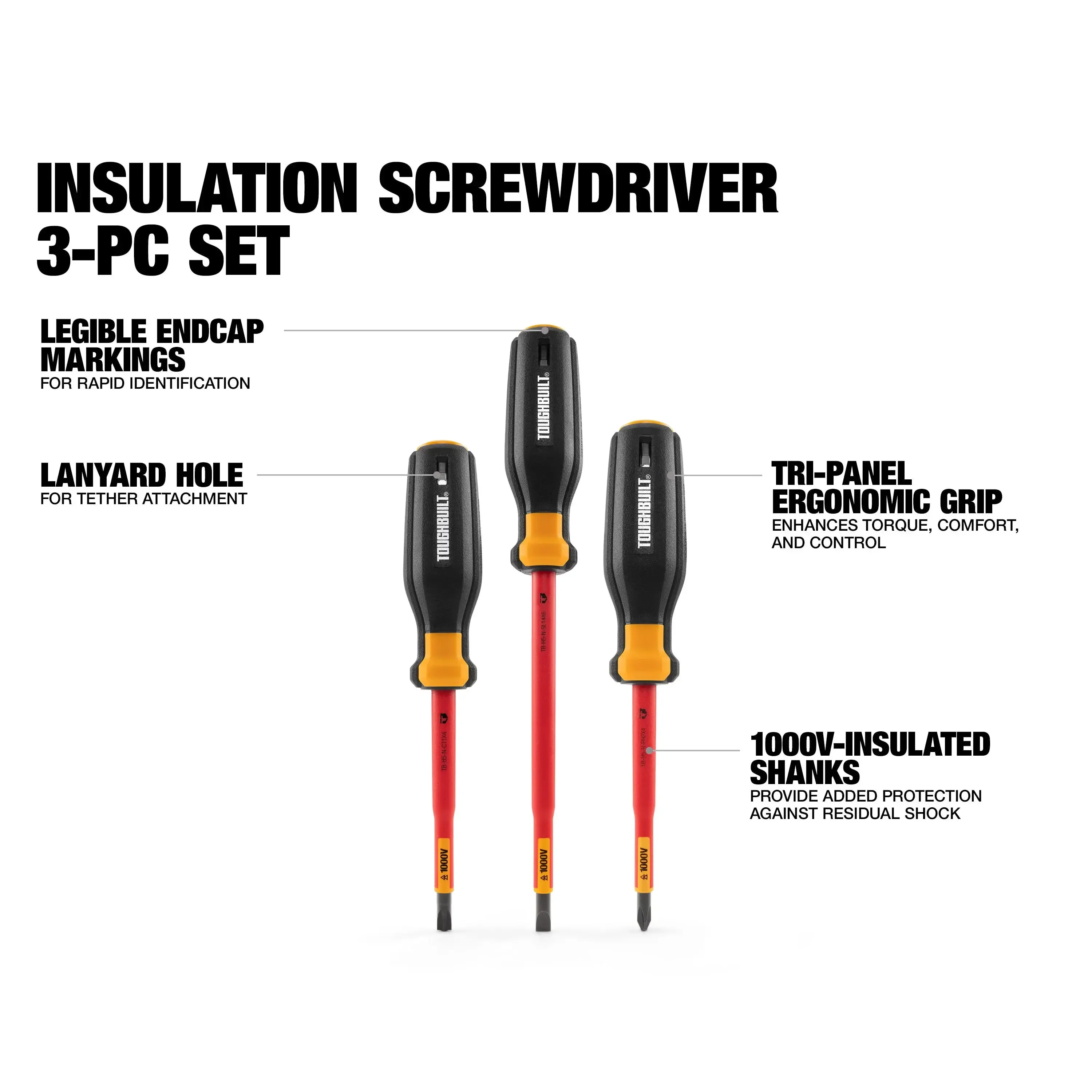 TOUGHBUILT Insulation Screwdriver 3-Piece Set TB-H5S3-N Cross shaped Plum Blossom