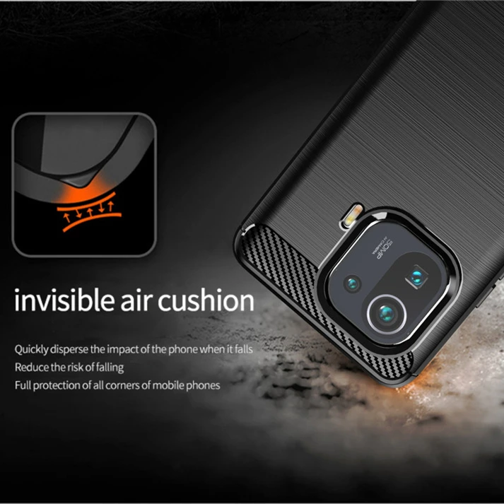 For Xiaomi Mi 11 Pro Case For Xiaomi Mi 11 Pro Cover Shockproof Silicone TPU Carbon Fiber Protective Bumper For Xiaomi Mi 11 Pro