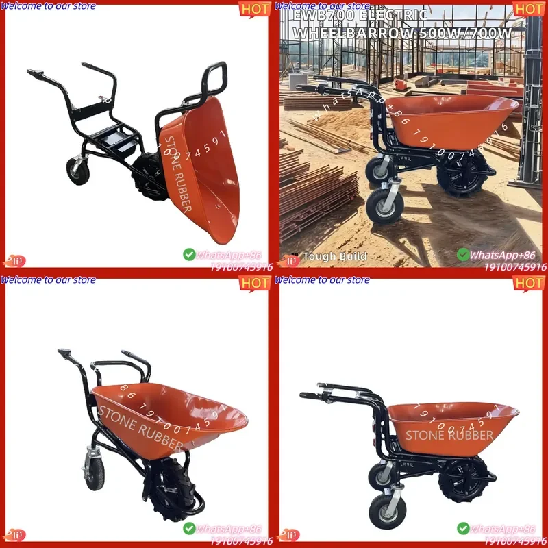 

CE Certificate Factory Supply 500W Motor Electric Wheelbarrow Multifunctional Dump E-Barrow 260kg Load Capacity Garden Cars