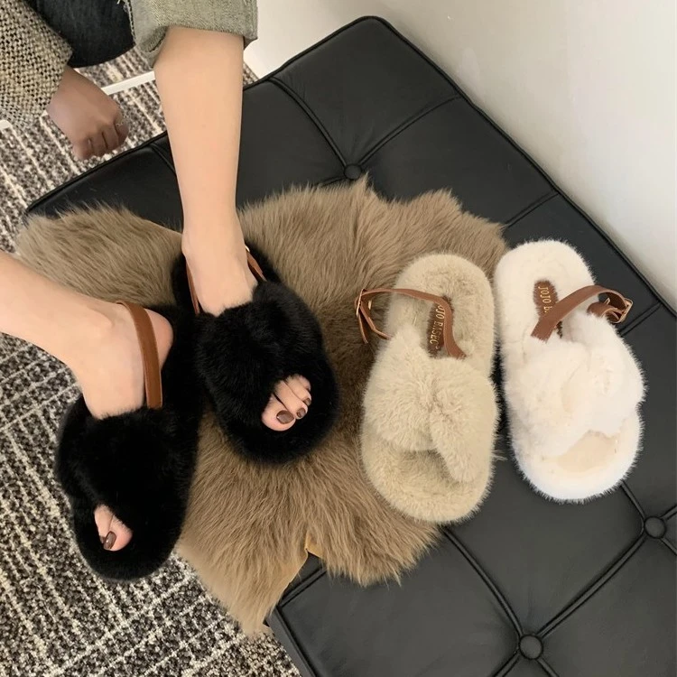 

Новинка 2023 года, женские меховые тапочки на толстой подошве, уличная одежда, модные хлопковые тапочки, удобная меховая обувь, стиль для отдыха